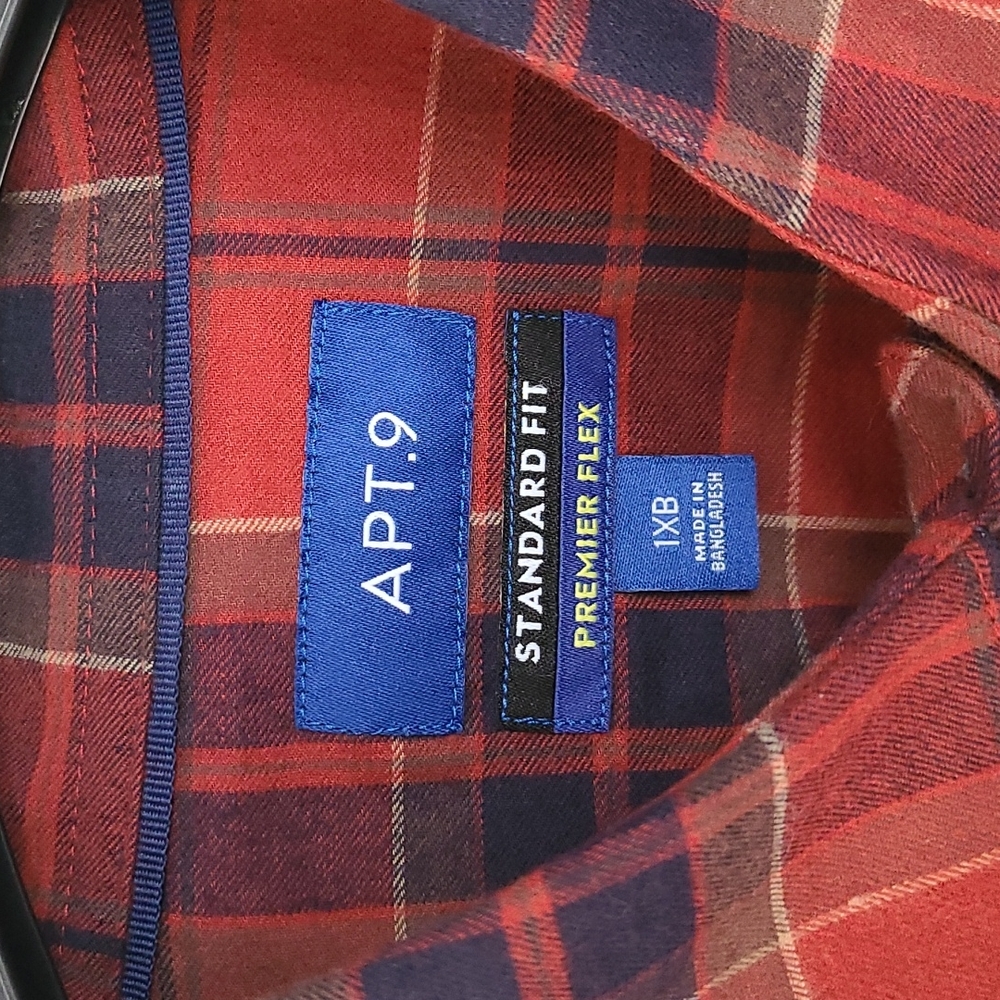 APT.9 BIG & TALL MENS STANDARD FIT PREMIER FLEX FLANNEL SHIRT SIZE 1XB - Picture 4 of 13